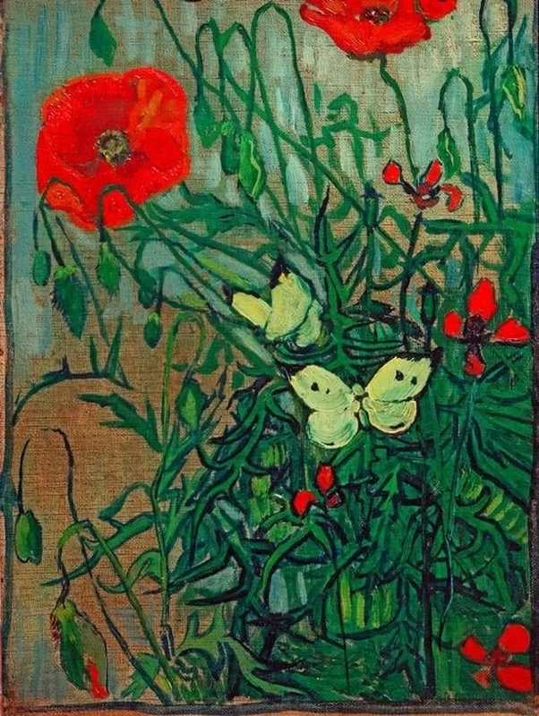 67-Vincent van Gogh-Farfalle su fiori di papavero, 1890 - Amsterdam, Van Gogh Museum  